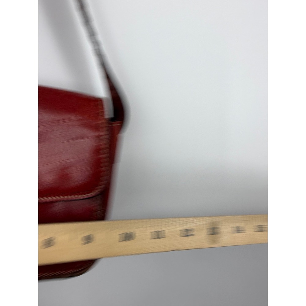 Fossil Vintage Leather Shoulder Bag Womens Small Red Whipstitch Flap Baguette - Picture 10 of 11